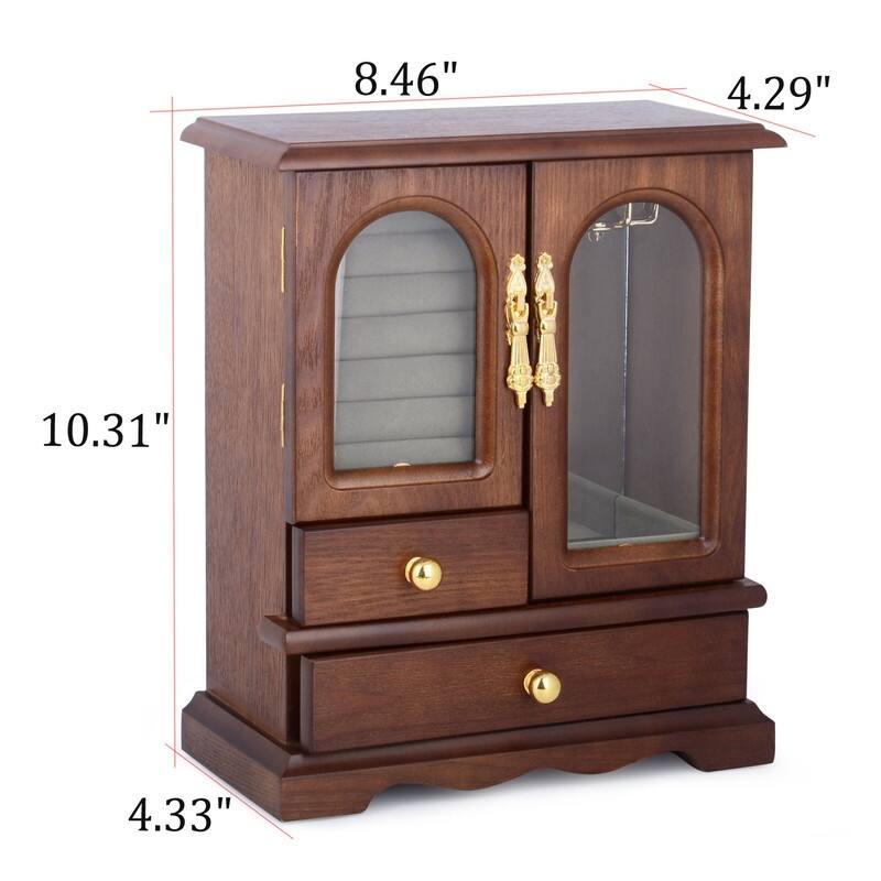 Wooden Jewelry Box for Women - 6.89"D x 11.02"W x 12.99"H