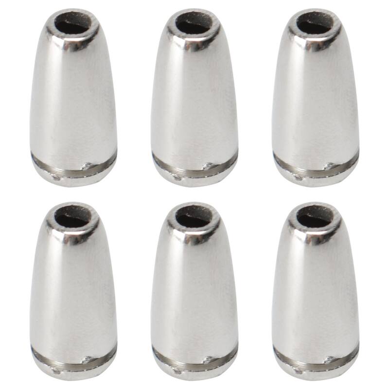 6pcs Plastic Bell End Stopper with Lid Cord Rope Lace Lock Lanyard Rope Fastener - Silver Tone