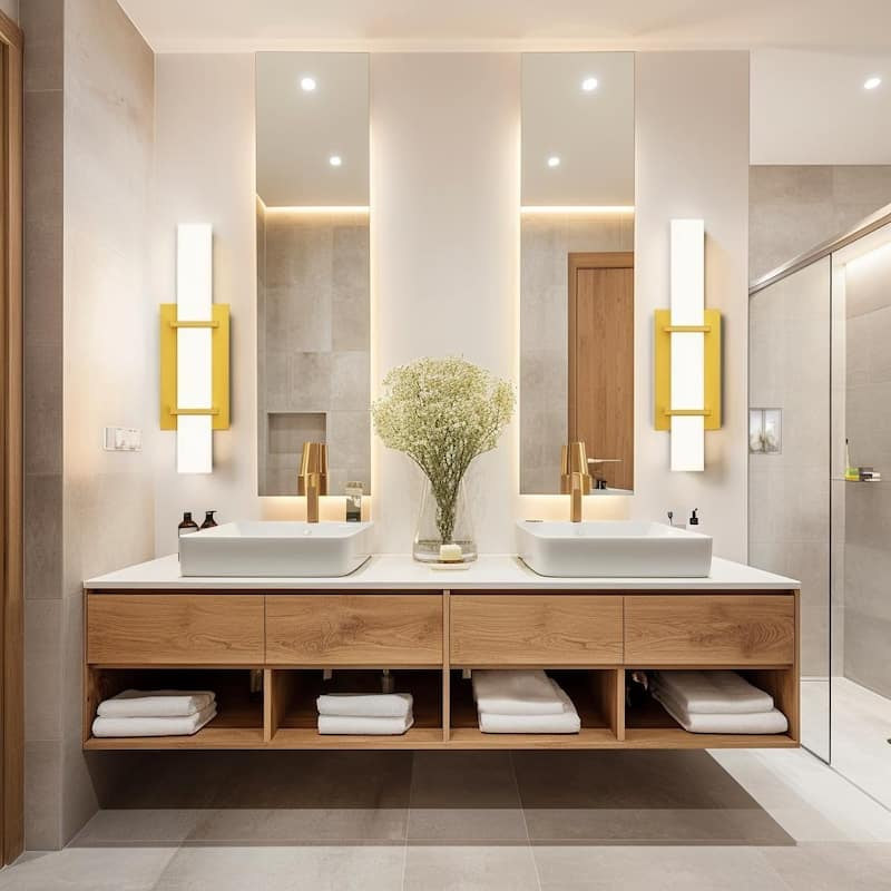 Set of 2 Modern Minimalist Gold Wall Sconces