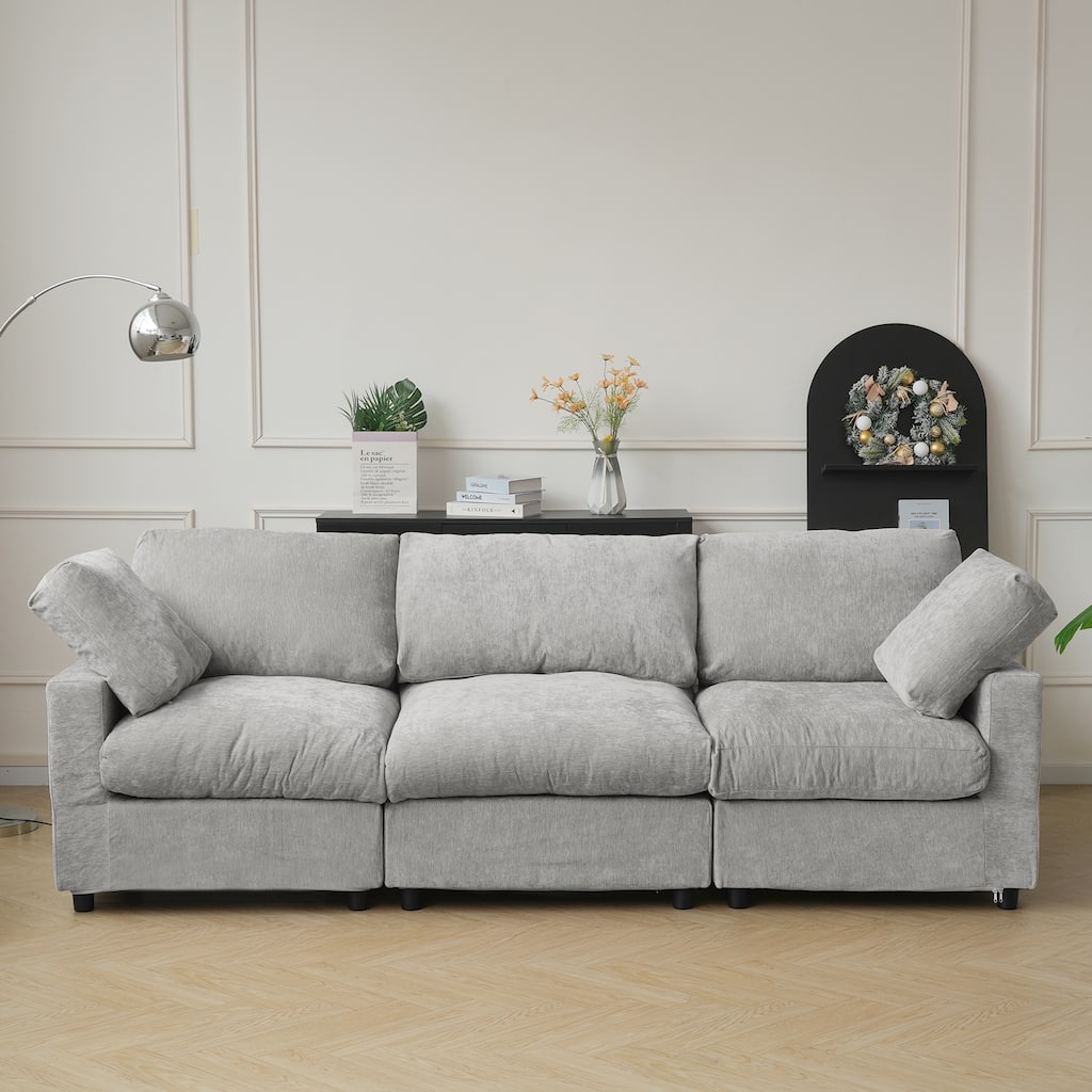Modern Convertible Sectional Sofa Couch, 100" Cloud Modular Couches 3 Seat Sectional Sofas for Living Room