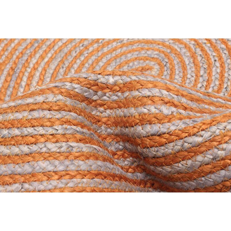 ECARPETGALLERY Braided Weave Palas Denizli Copper Jute Rug - 3'0 x 3'0