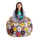 preview thumbnail 108 of 192, Kids' Stuffed Animal Storage Bean Bag Chair Cover or Toy Organizer 38 Inches Large - Canvas Multi-colored Flowers on Gray