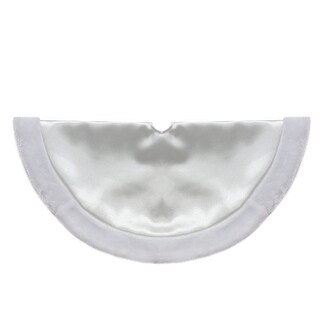 Mini Satin Christmas Tree Skirt with Faux Fur - 20" - White