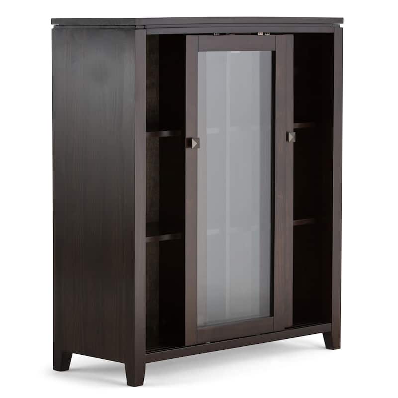 WYNDENHALL Essex Solid Wood 36 inch Storage Cabinet in Mahogany Brown (Set of 2)