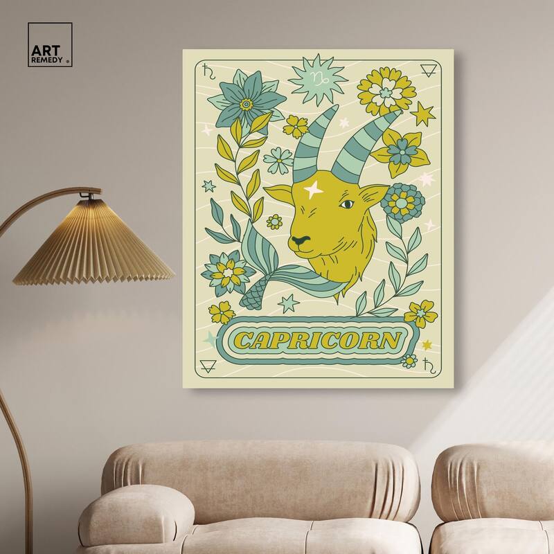 Capricorn Stars Card Canvas by Art Remedy, Gallery Wrapped