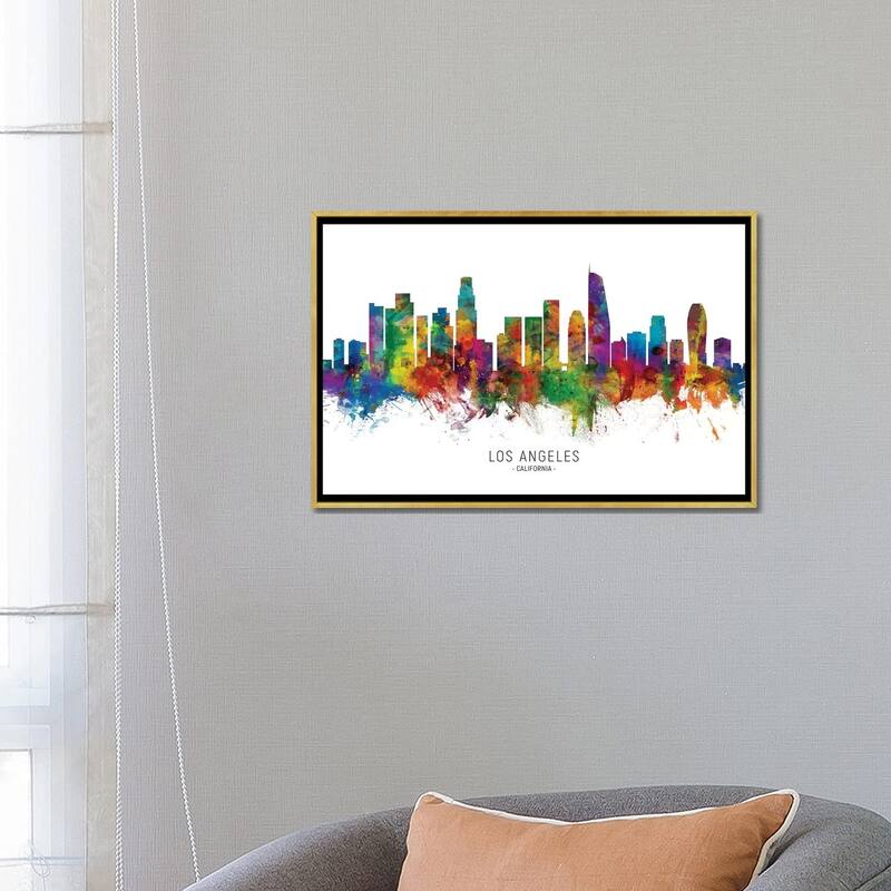 iCanvas "Los Angeles California Skyline" by Michael Tompsett Framed Canvas Print