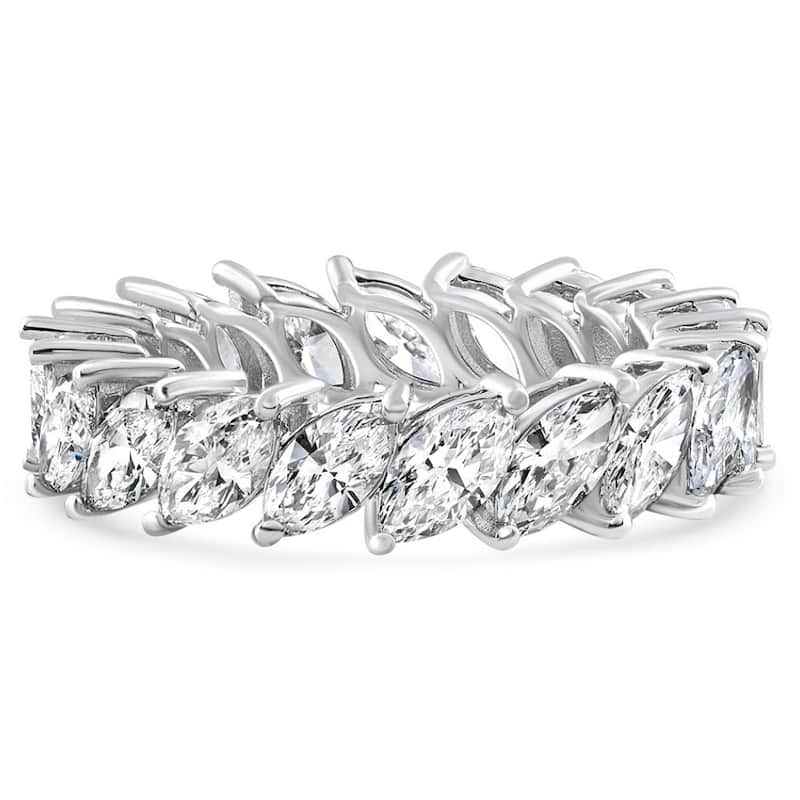 4 Ct Marquise Cut Designer Diamond Eternity Wedding Ring Gold Lab Grown