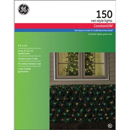 GE 62305 Constant On Net Lights, 24', 150 Multi Color
