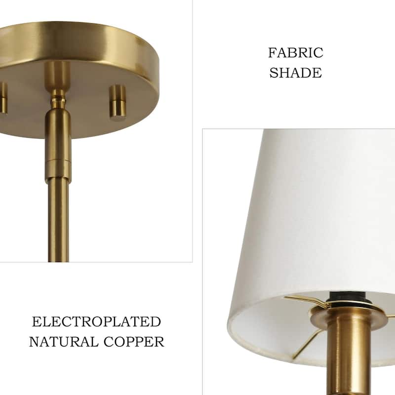 Mid-Century Modern Gold 6-Light French Chandelier Fabric Pendant Lights for Dining Room