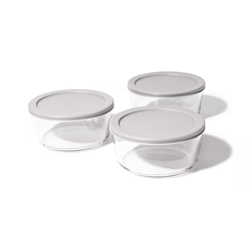 Glass Food Storage Containers Set - Round, 4-Cup (32oz) BPA-Free, Microwave & Oven Safe, Airtight Lids