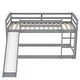 preview thumbnail 12 of 32, Minimalist Twin over Twin Wooden Floor Low Bunk Bed Kids Bed with Convertible Slide,Ladder and Guardrail