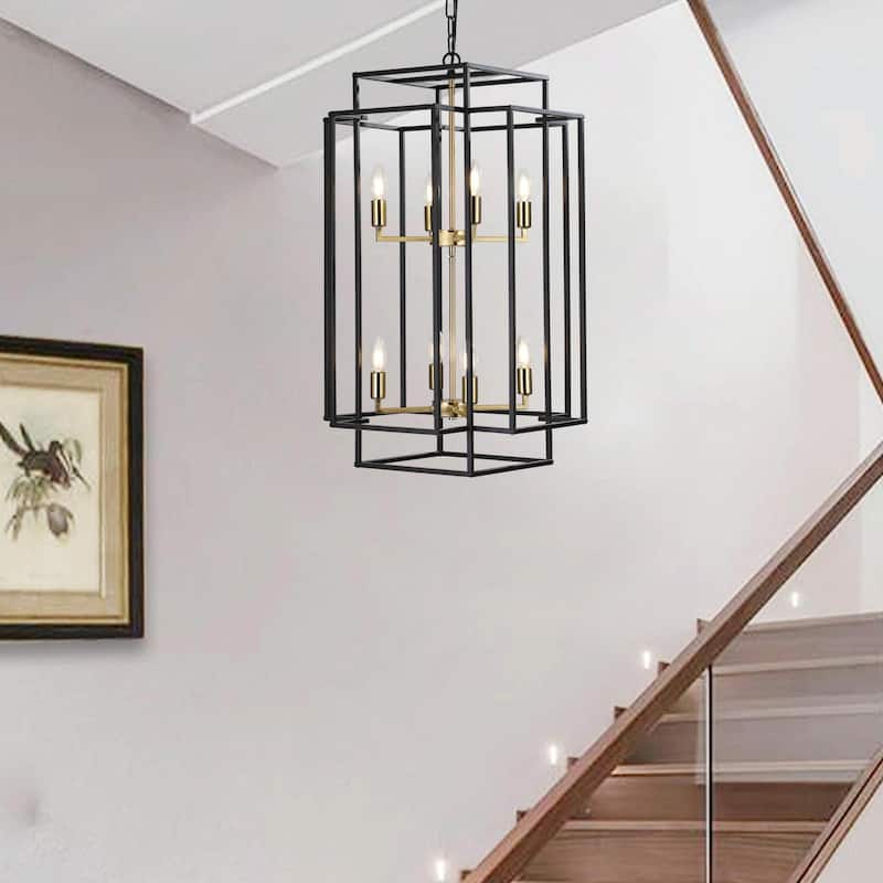Industrial Farmhouse Hanging Chandelier with 8 Lights