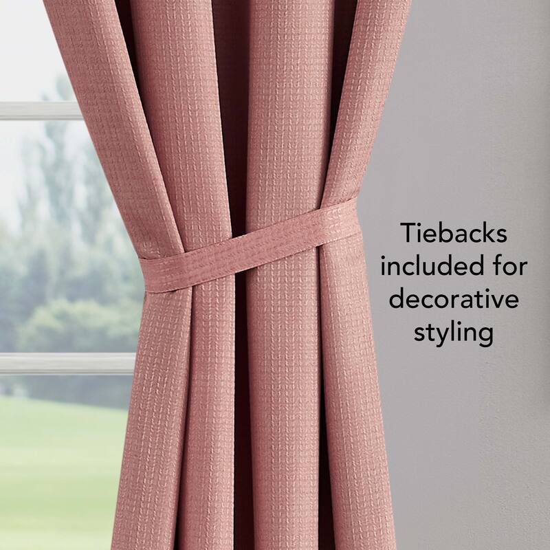 Creative Home Ideas Chyna Blackout Window Curtain, Room Darkening, Thermal Insulated, Grommets, Set of 2 Panels with 2 Tiebacks