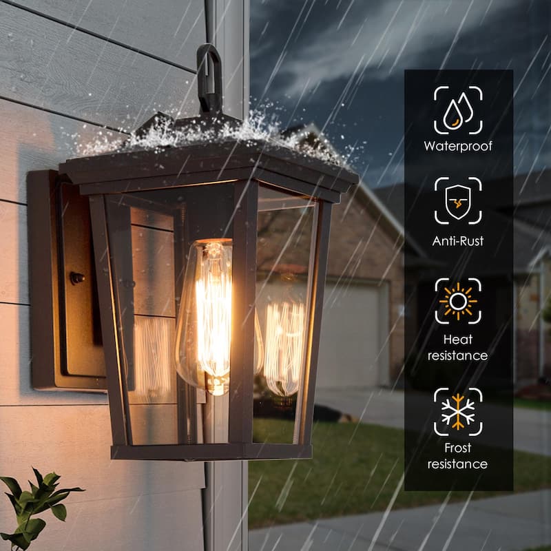 Havenside Home Transitional 1-light Black Lantern Outdoor Wall Sconces Lamp - 6.5" X 8.25"X 12"