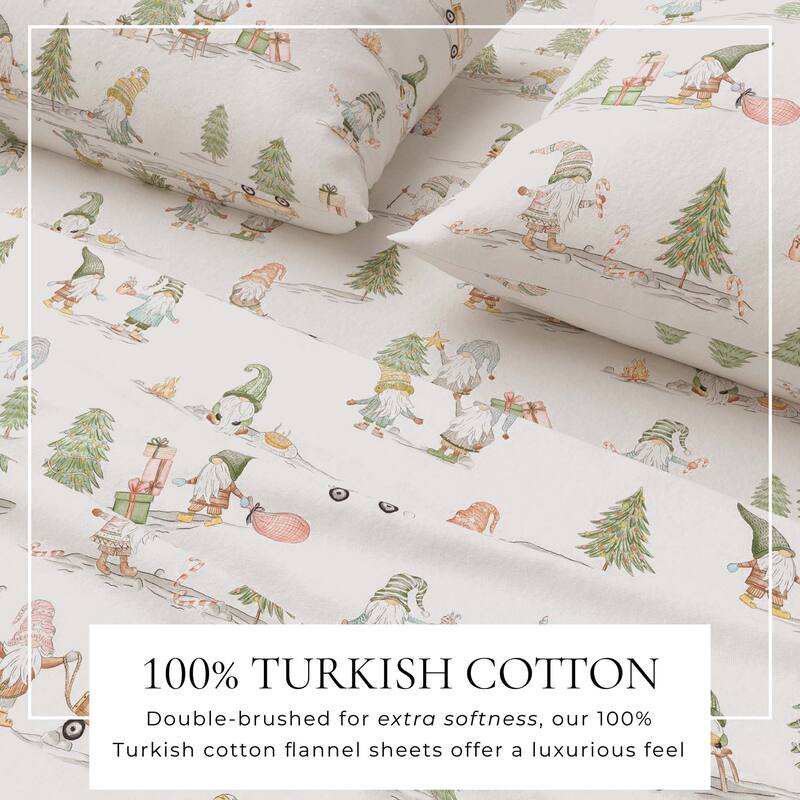 Linery & Co. Ultra-Soft Turkish Cotton Flannel Holiday Print Sheet Set