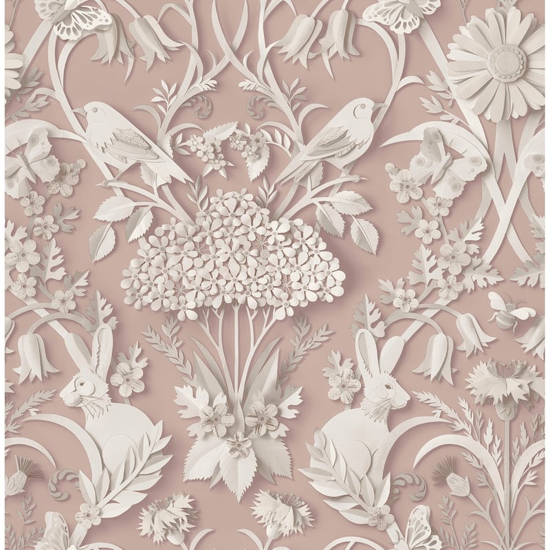 Fine Decor Fae Light Pink Woodland Wallpaper