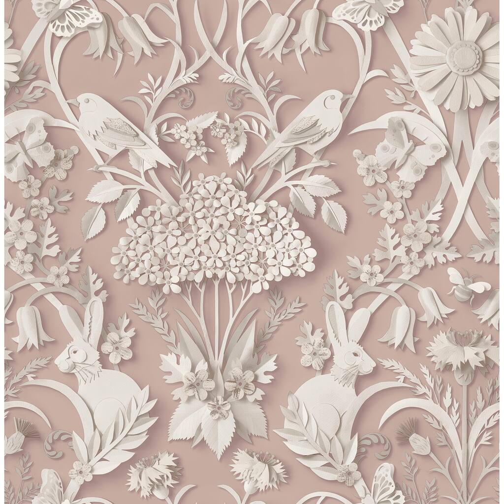 Fine Decor Fae Light Pink Woodland Wallpaper