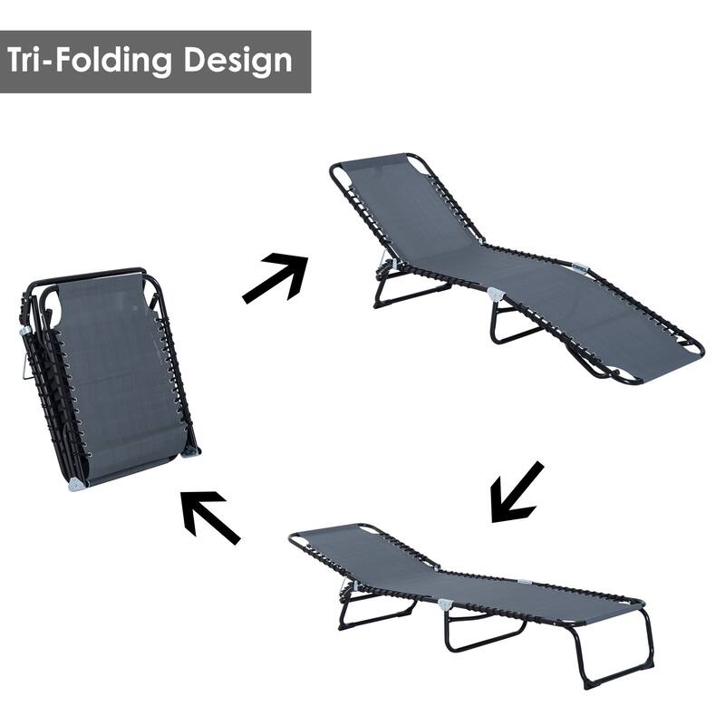 Outsunny Lightweight Reclining Grey Beach Chair