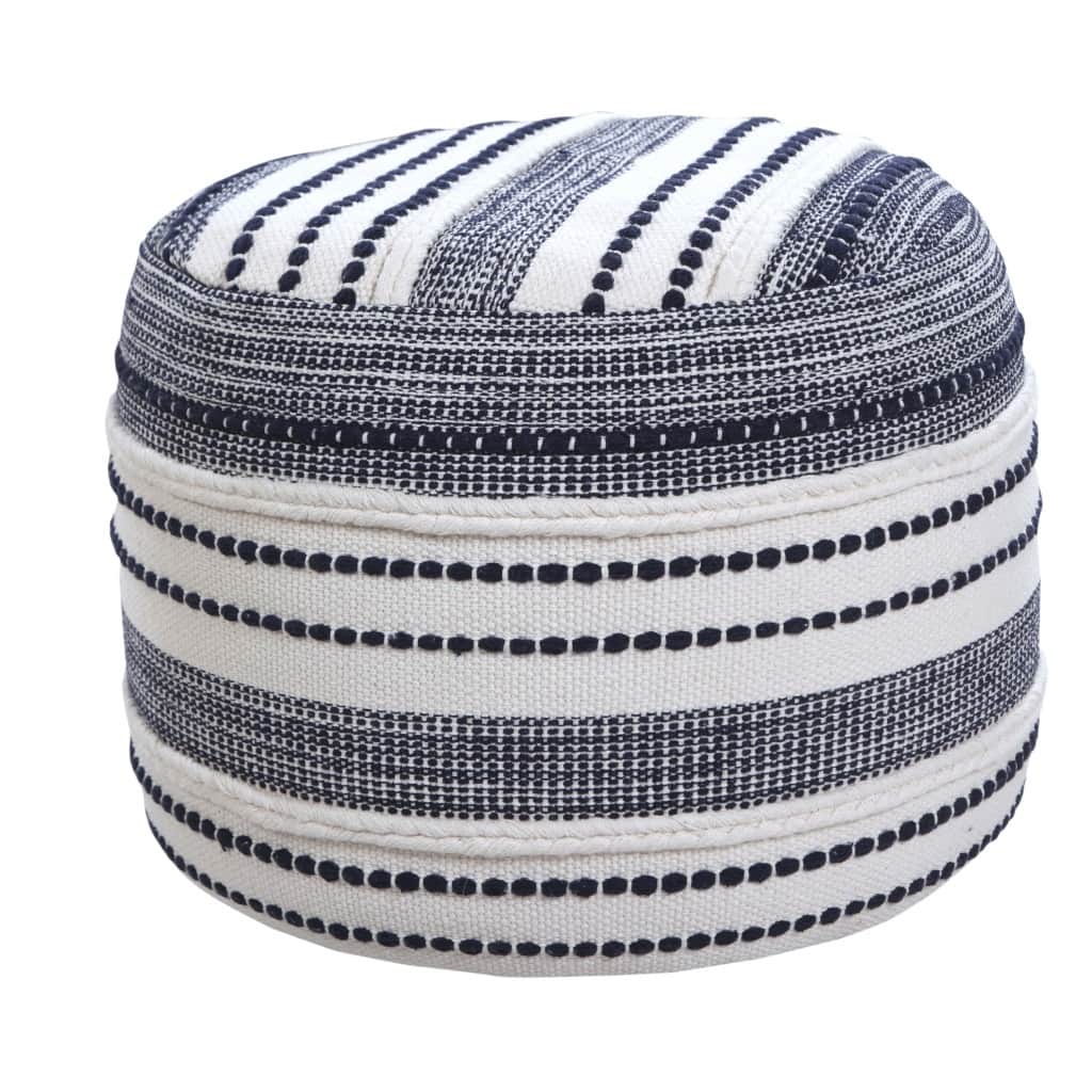 HomeRoots 18" Blue 100% Cotton Ottoman