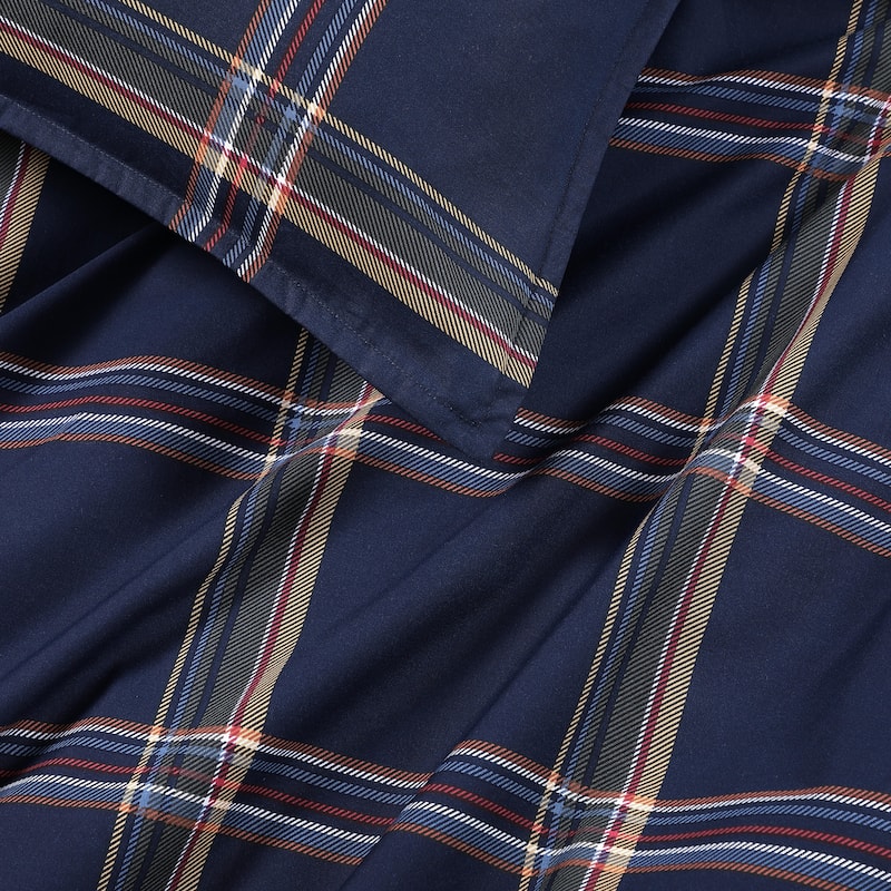 Tommy Hilfiger Beacon Plaid Cotton Reversible Blue Duvet Cover Set