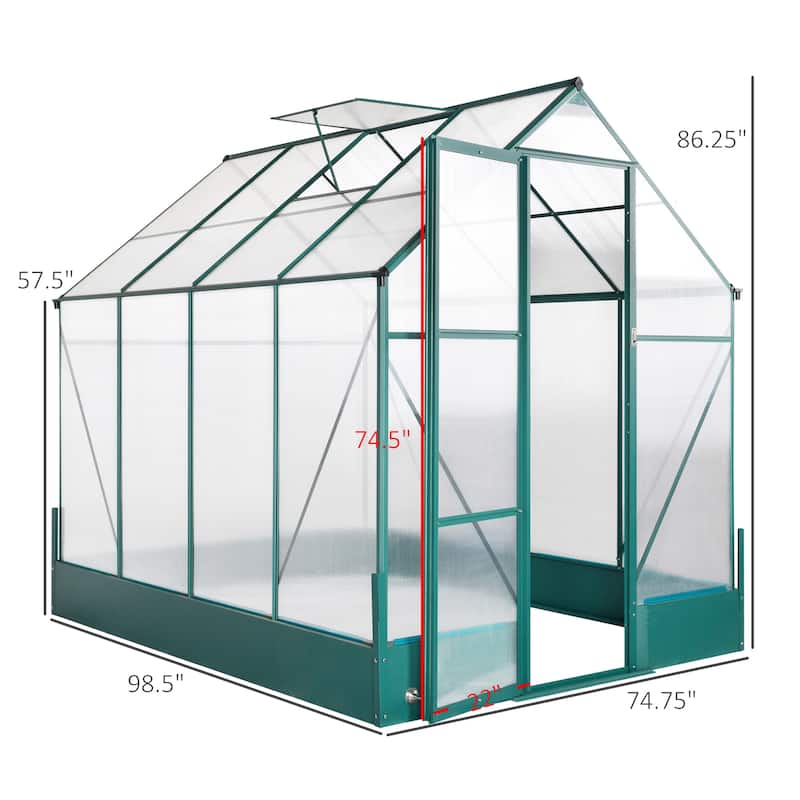 Outsunny Walk-in Plant Greenhouse for Backyard/Outdoor Use with Temperature Controlled Window, Aluminum Frame, PC Board