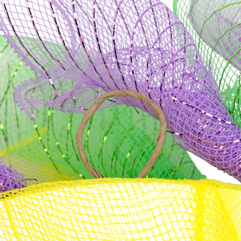 Pastel Deco Mesh Ribbon Easter Bunny Wreath - 24"