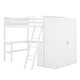 preview thumbnail 5 of 7, White Full Size Solid Pine Wood Loft Bed with Desk, Shelves, Wardrobe, and Guardrails