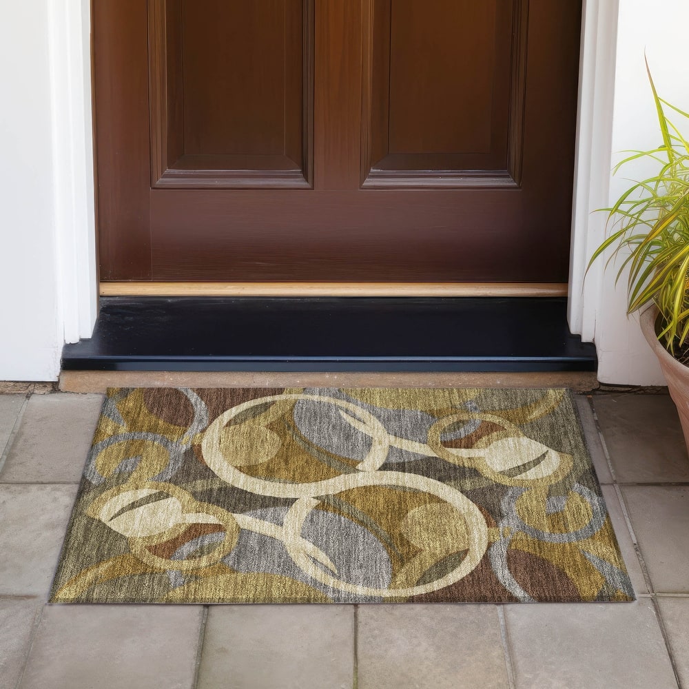 Machine Washable Indoor/Outdoor Contemoorary Deco Chantille Rug