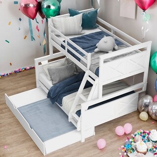 Twin Over Full Bunk Bed With Ladder,Twin Size Trundle