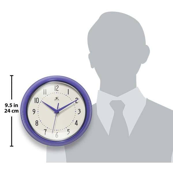 dimension image slide 6 of 29, Infinity Instruments Round Retro Kitchen Wall Clock by Infinity Instruments