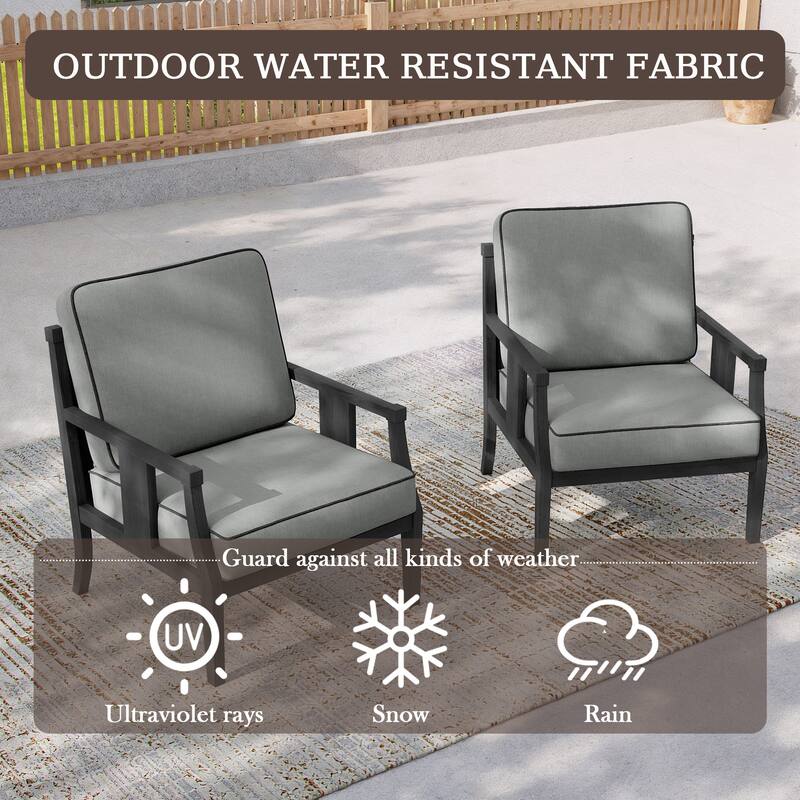 2 Set Outdoor Patio Club Chair with Cushion Patio Arm Lounge Chair