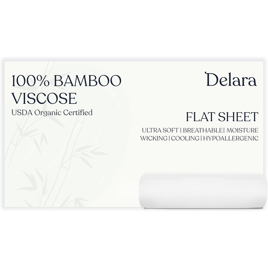 Delara Viscose Derived from Bamboo Flat Sheet, Ultra-Soft, Cooling, and Moisture-Wicking