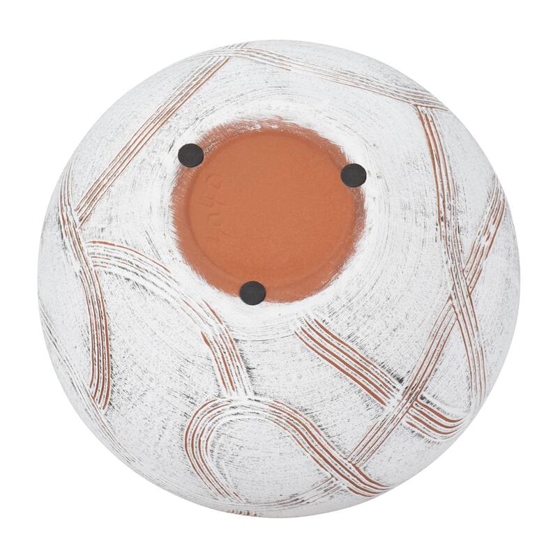 Sagebrook Home Natural Textured Ceramic Round Global Vase, White,
