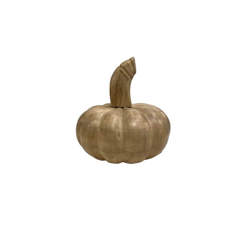 XXL Pumpkin Sun-Bleached Mango Wood Décor Dia 15" - Sun Bleached - Small