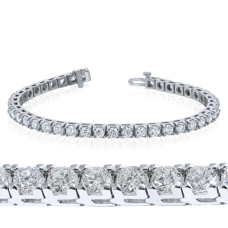 Kobelli 7 Carats Lab Grown Diamond Solid 14k White Gold Tennis Bracelet