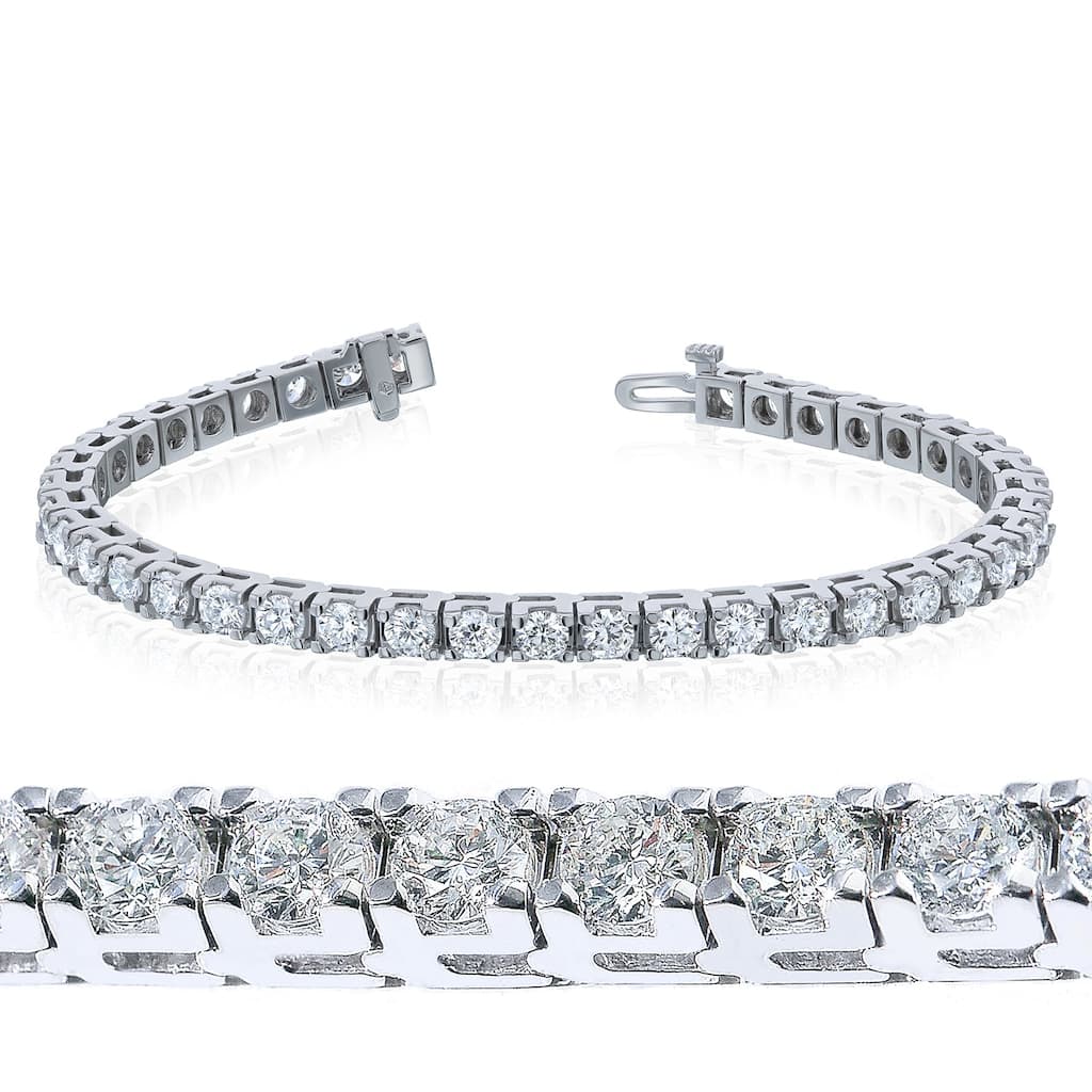 Kobelli 7 Carats Lab Grown Diamond Solid 14k White Gold Tennis Bracelet