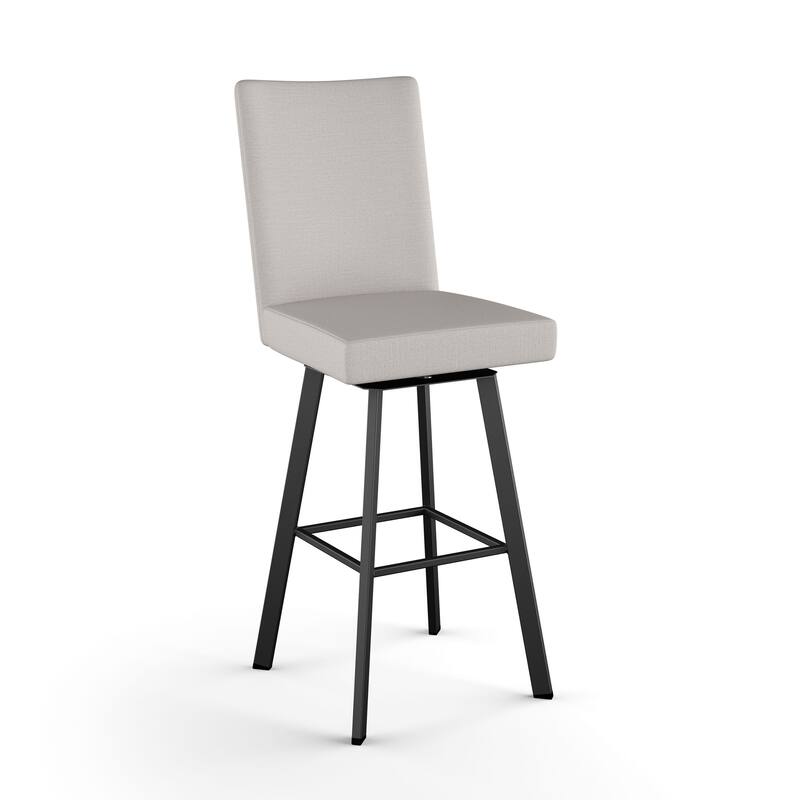 Amisco Elmira Swivel Counter and Bar Stool - Light Grey Polyester / Black Metal - Counter Height