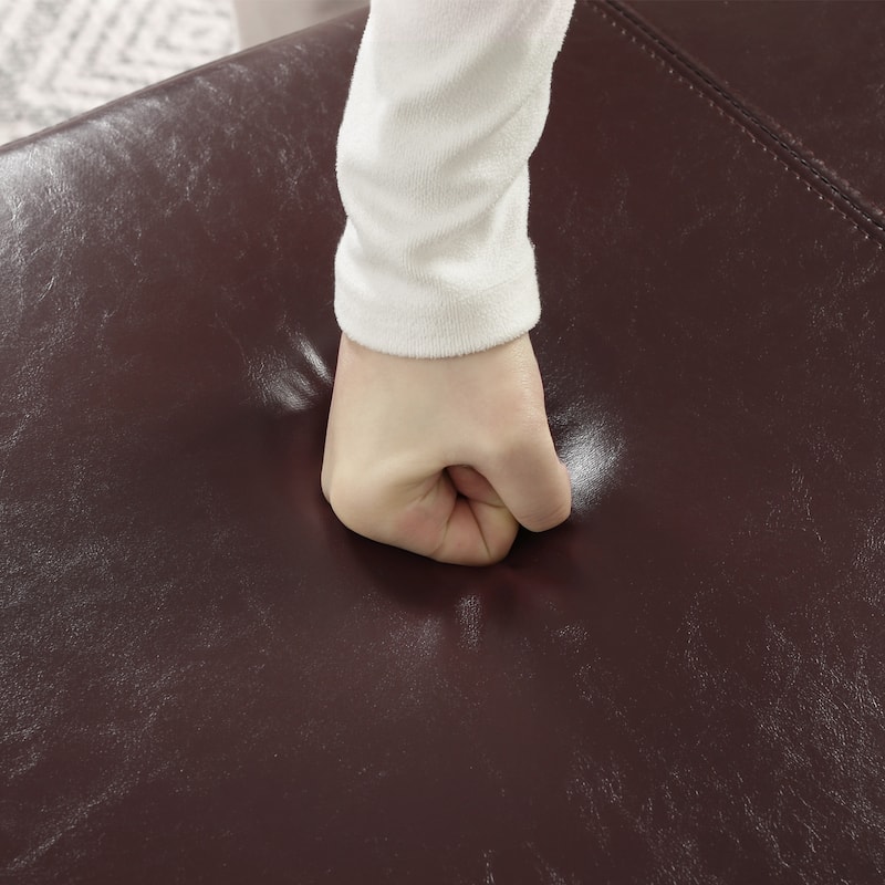 Adeco 46" Faux Leather Storage Ottoman Bench with Nailhead Trim