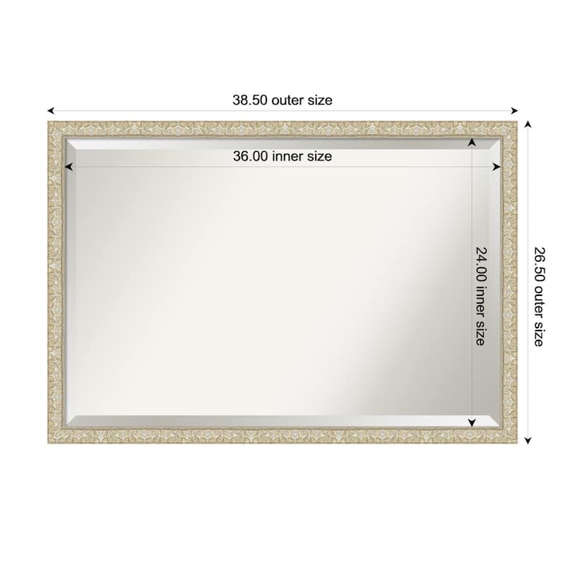 Lila Beveled Wood Framed Bathroom Vanity Wall Mirror - 39 x 27 in - Lila Silver
