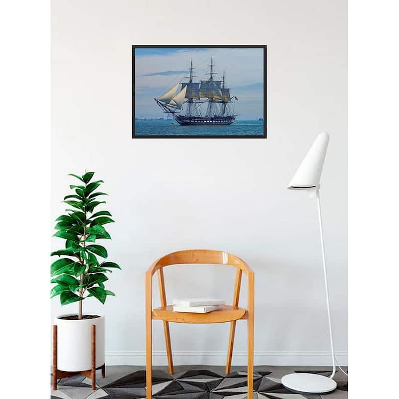 Boston Harbor USS Constitution Ole Ironsides Photography by Wayne Collamore Framed Poster - 18 x 24 Inch