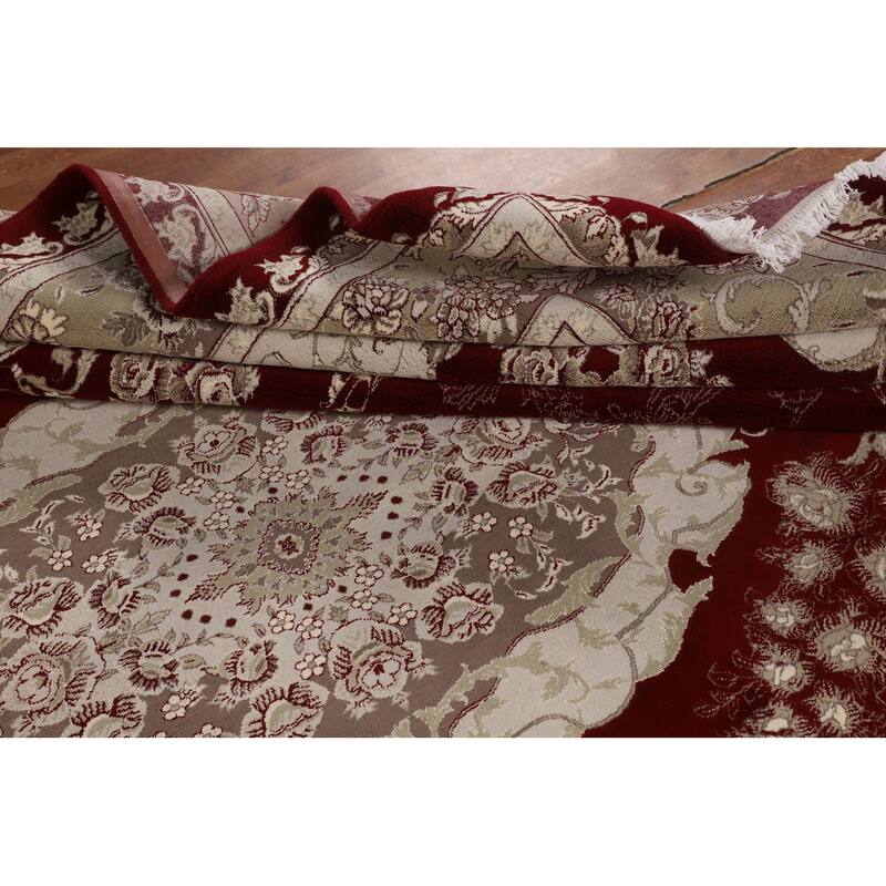 Victorian Style Tabriz Turkish Area Rug Medallion Machine Made Carpet - 9'9" x 13'5"