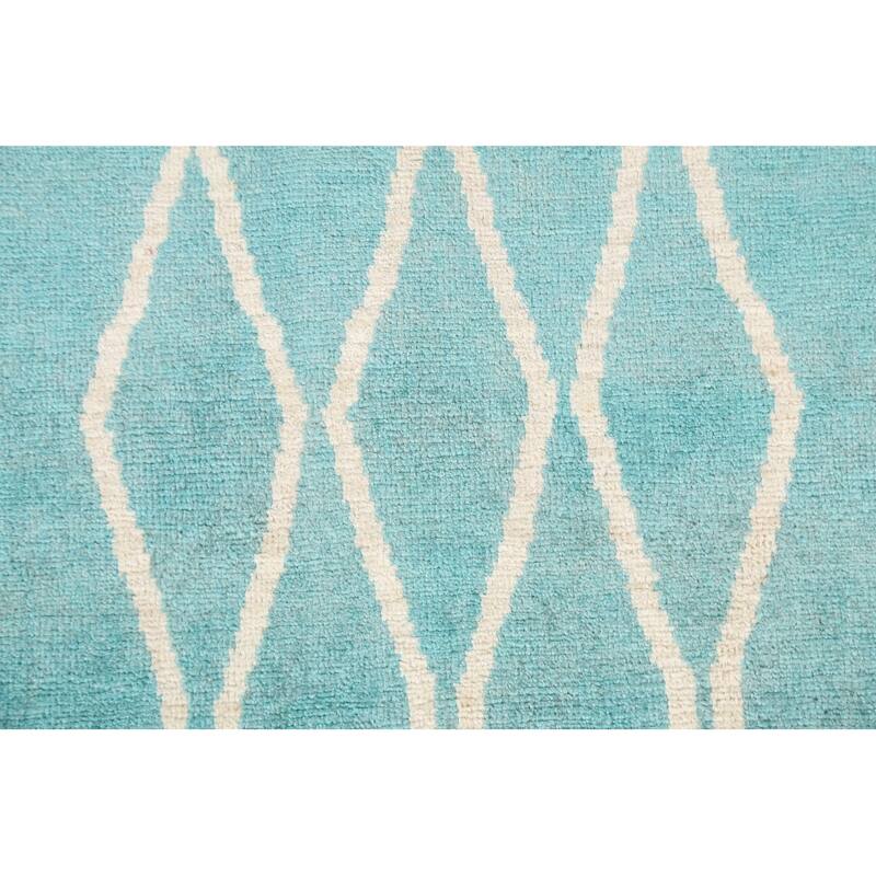 Vegetable Dye Contemporary Trellis Moroccan Wool Area Rug Hand-knotted - 6'5" x 9'7"