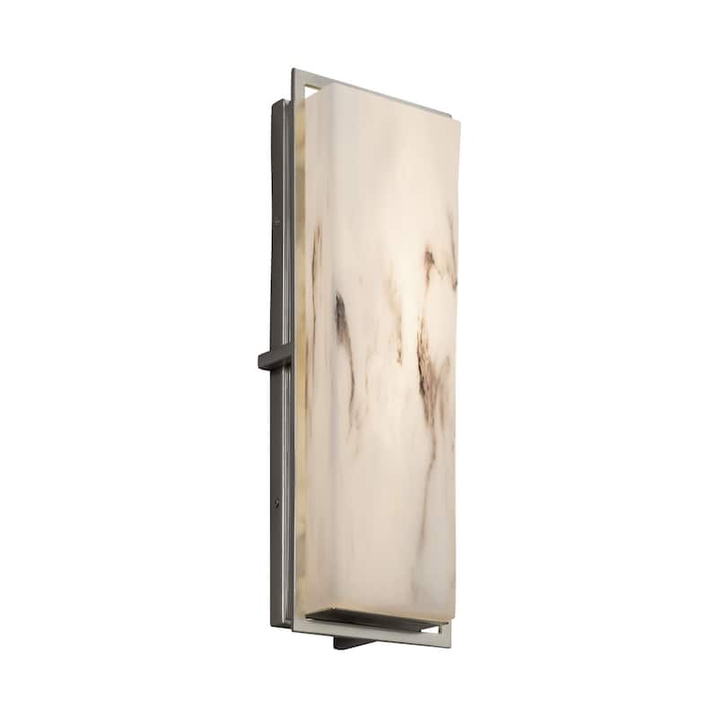 Justice Design LumenAria Avalon Brushed Nickel ADA LED Large Outdoor Wall Sconce, Faux Alabaster Shade