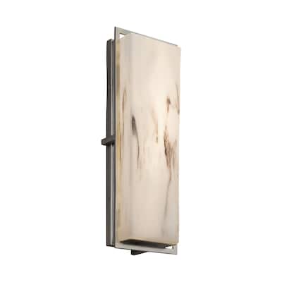 Justice Design LumenAria Avalon Brushed Nickel ADA LED Large Outdoor Wall Sconce, Faux Alabaster Shade