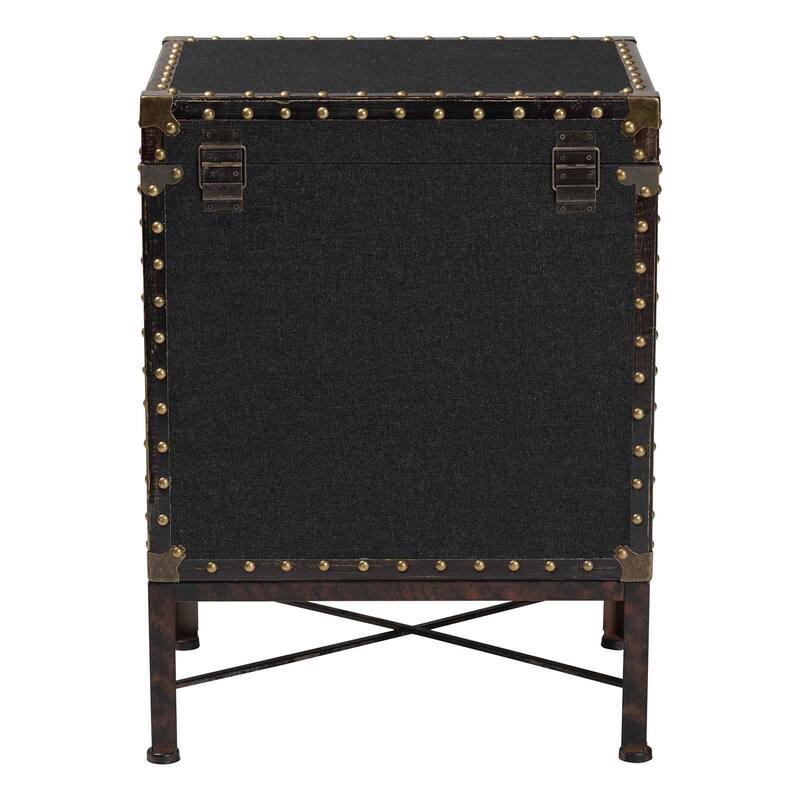 Laura Vintage Canvas Lift-Top Trunk End Table