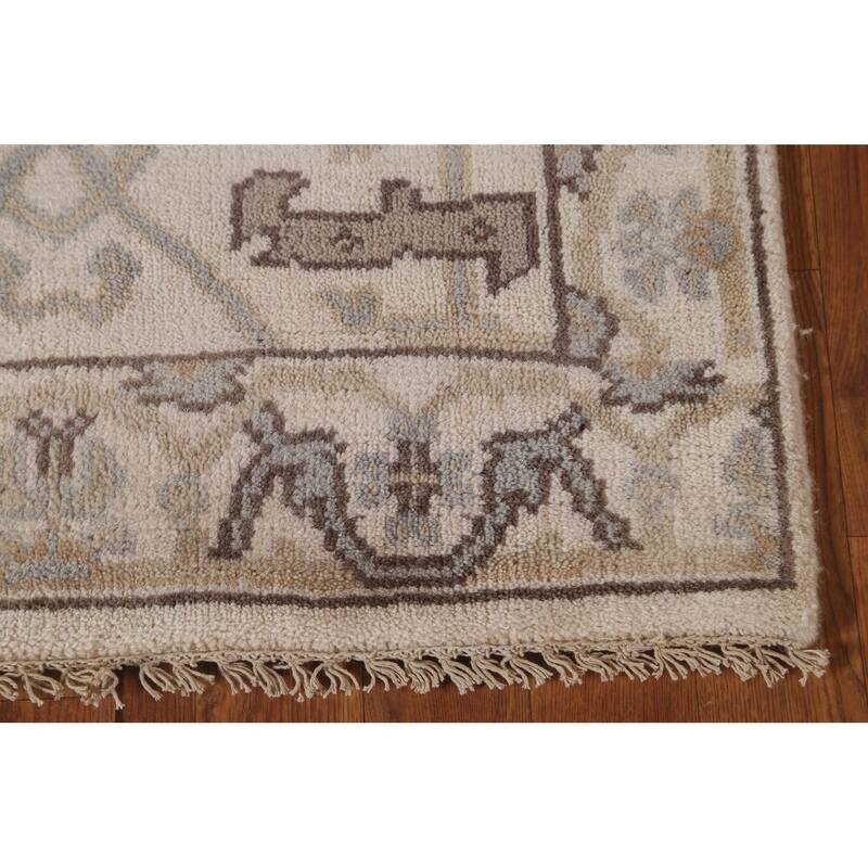Ivory / Beige Oushak Oriental Runner Rug Handmade Wool Carpet - 2'7"x 11'10"