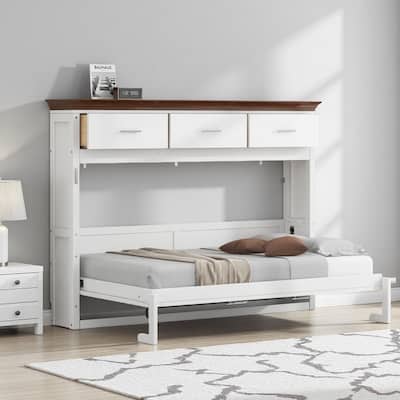 Twin Size Murphy Bed with 3 Storage Drawers and Space-Saving Folding Design by Harper&Bright Designs