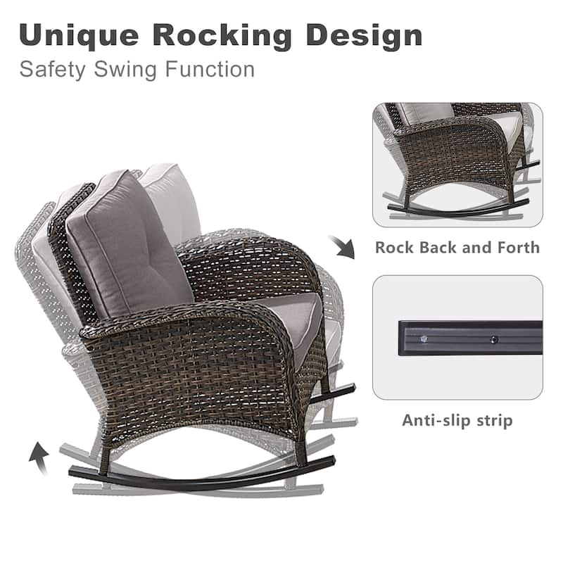 High Back Rocking Chair Outdoor with Cushion