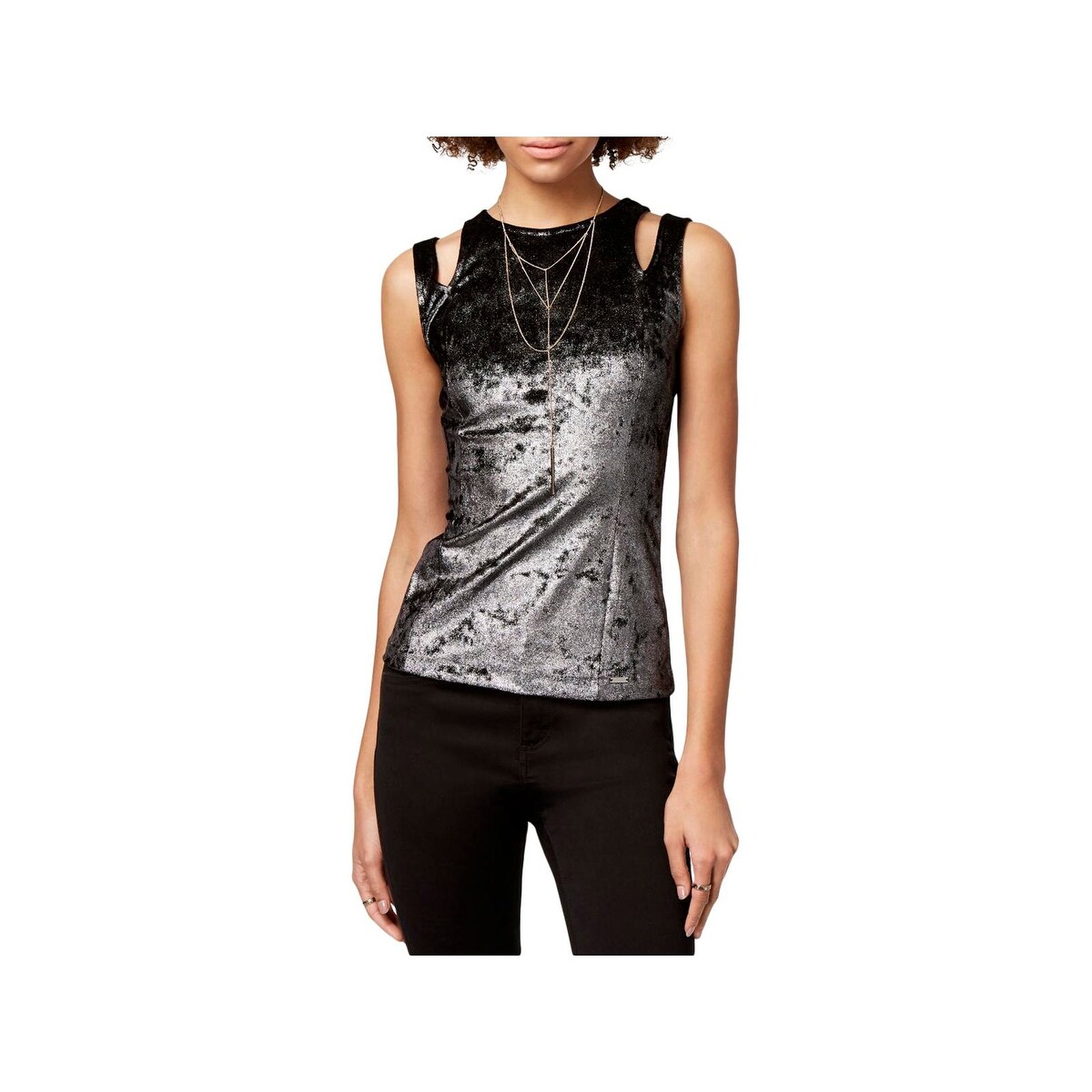 Shop Armani Exchange Womens Tank Top Velvet Cut Out M
