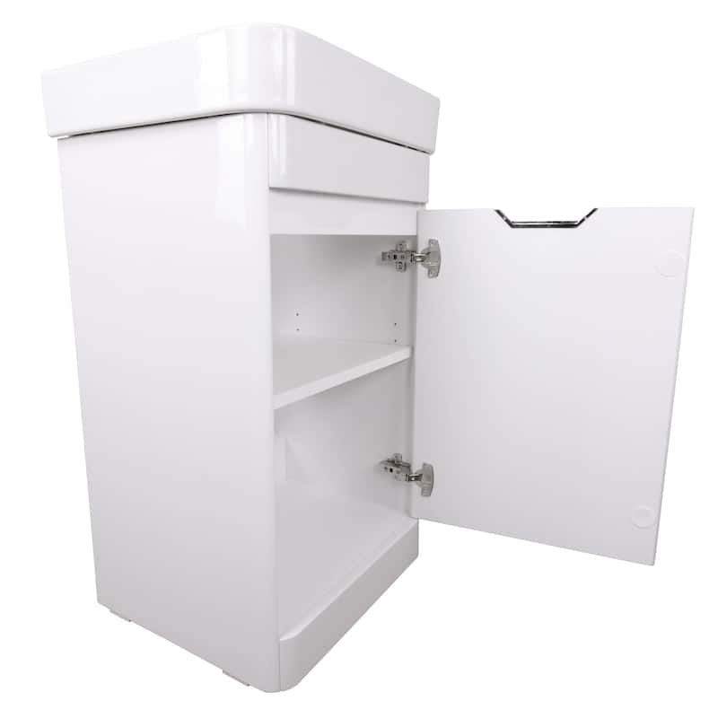 Highpoint Collection White Glossy Modern Floor Vanity Single Door
